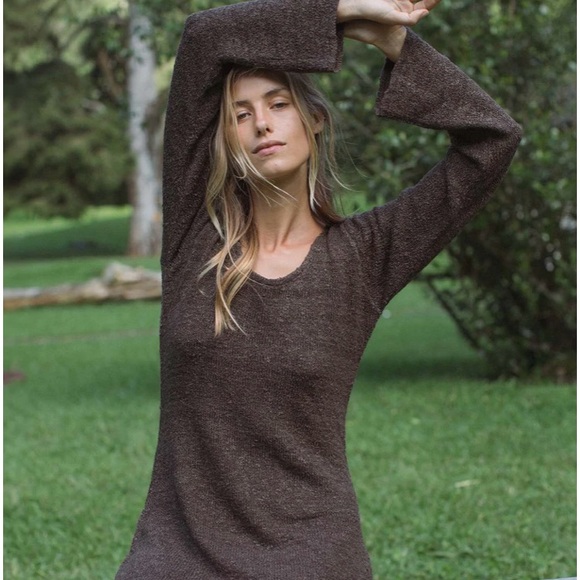Elegant Long Sleeve Brown Dress - Picture 1 of 3